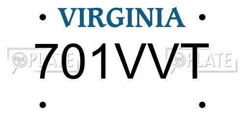 701VVT Virginia License Plate
