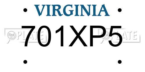 701XP5 Virginia License Plate