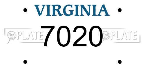 7020 Virginia License Plate