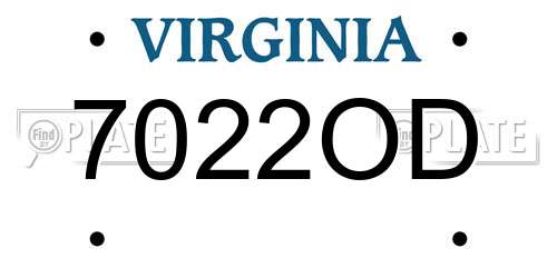 7022OD Virginia License Plate