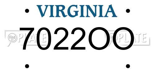 7022OO Virginia License Plate