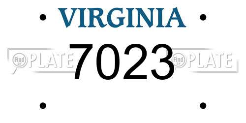 7023 Virginia License Plate