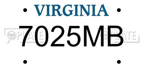 7025MB Virginia License Plate