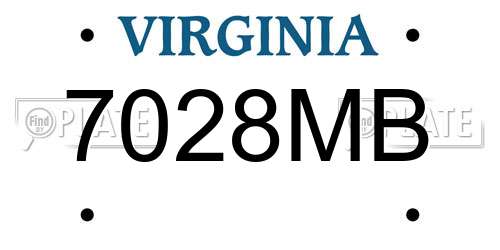 7028MB Virginia License Plate