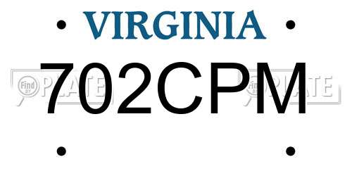 702CPM Virginia License Plate