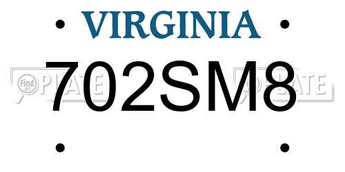 702SM8 Virginia License Plate