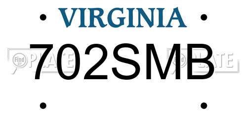 702SMB Virginia License Plate