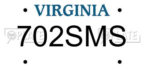 702SMS Virginia License Plate