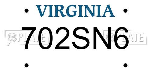 702SN6 Virginia License Plate