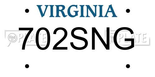 702SNG Virginia License Plate