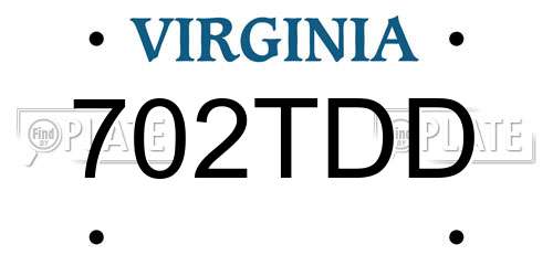 702TDD Virginia License Plate