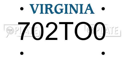 702TO0 Virginia License Plate
