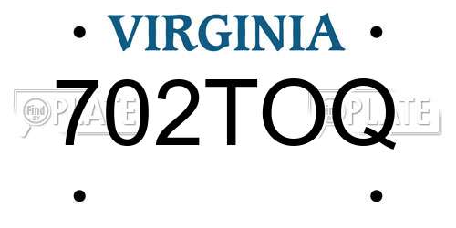 702TOQ Virginia License Plate