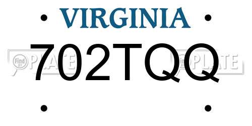 702TQQ Virginia License Plate