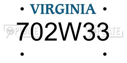 702W33 Virginia License Plate