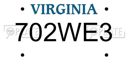 702WE3 Virginia License Plate