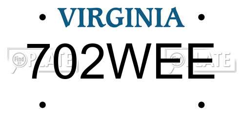 702WEE Virginia License Plate