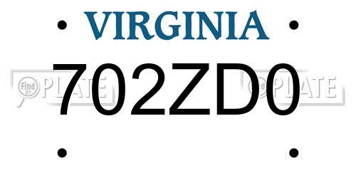 702ZD0 Virginia License Plate