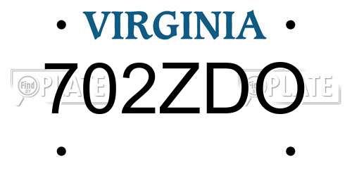 702ZDO Virginia License Plate