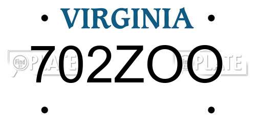702ZOO Virginia License Plate