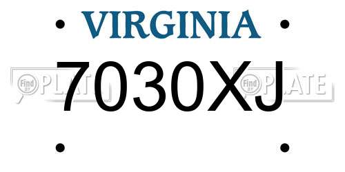 7030XJ Virginia License Plate