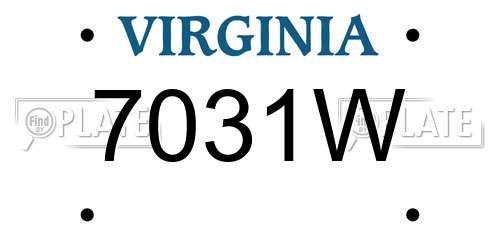 7031W Virginia License Plate