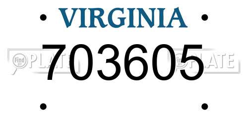 703605 Virginia License Plate