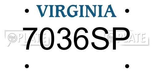 7036SP Virginia License Plate