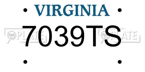 7039TS Virginia License Plate