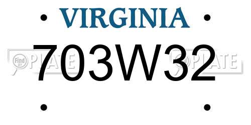 703W32 Virginia License Plate