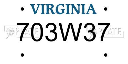 703W37 Virginia License Plate