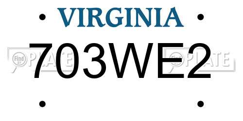 703WE2 Virginia License Plate