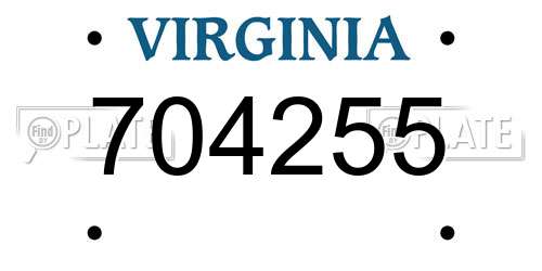 704255 Virginia License Plate