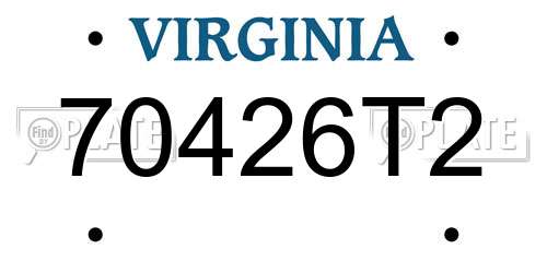 70426T2 Virginia License Plate