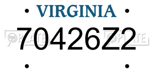 70426Z2 Virginia License Plate