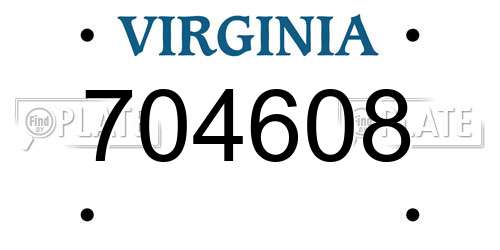 704608 Virginia License Plate