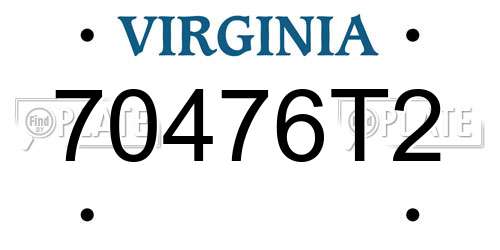 70476T2 Virginia License Plate