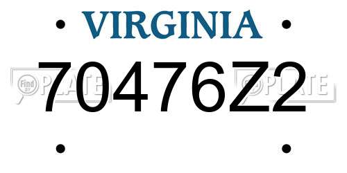 70476Z2 Virginia License Plate