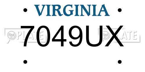 7049UX Virginia License Plate