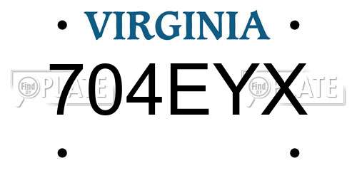 704EYX Virginia License Plate
