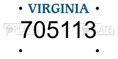 705113 Virginia License Plate