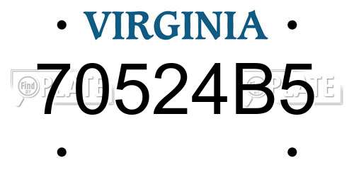 70524B5 Virginia License Plate
