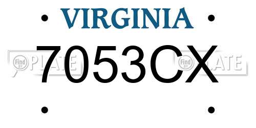 7053CX Virginia License Plate