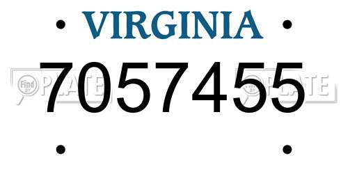 7057455 Virginia License Plate