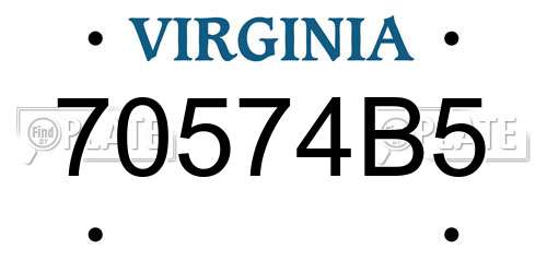70574B5 Virginia License Plate