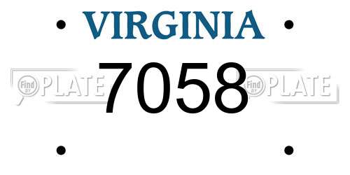 7058 Virginia License Plate