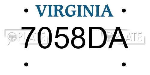7058DA Virginia License Plate