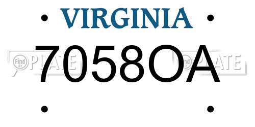 7058OA Virginia License Plate