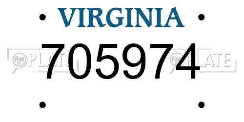 705974 Virginia License Plate