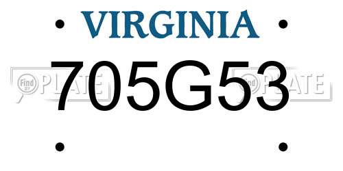 705G53 Virginia License Plate